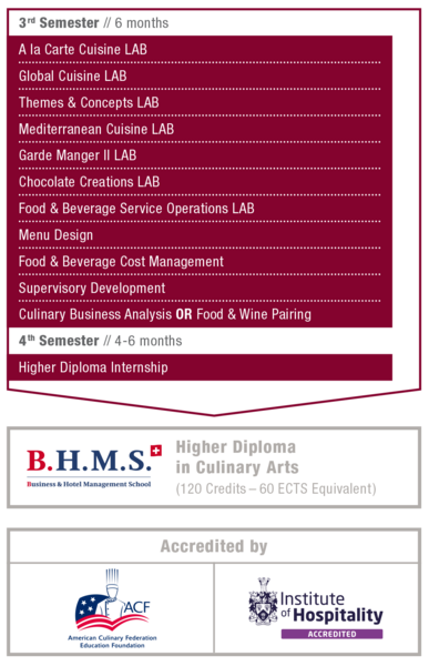 Higher Diploma in Culinary Arts at B.H.M.S. Lucerne
